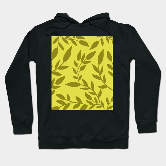 Abstract Pastel Green Botanical  Leaves Pattern Hoodie by zedonee